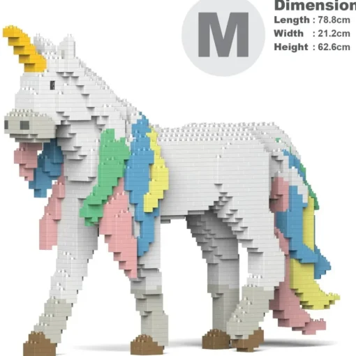 Jekca - Unicorn 01 - Big - Lego - Sculpture - Construction - 4D - Brick Animals - Toys - Avvenice^ Games