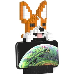 Jekca - Welsh Corgi Phone Stand 01S - Lego - Sculpture - Construction - 4D - Brick Animals - Toys - Avvenice^ Games
