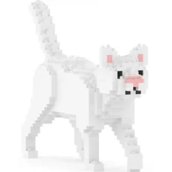 Jekca - White Cat Mini 01 - Lego - Sculpture - Construction - 4D - Brick Animals - Toys - Avvenice^ Games