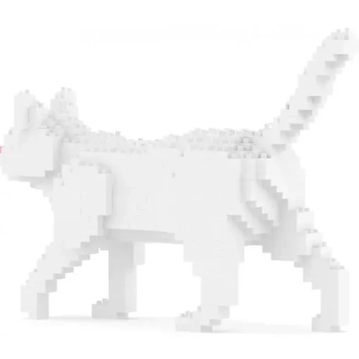 Jekca - White Cat Mini 01 - Lego - Sculpture - Construction - 4D - Brick Animals - Toys - Avvenice^ Games