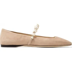 Jimmy Choo - Suede Flats with Pearl Embellishment - Pink White - Exclusive Luxury Collection - Avvenice