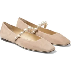 Jimmy Choo - Suede Flats with Pearl Embellishment - Pink White - Exclusive Luxury Collection - Avvenice