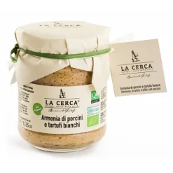La Cerca - Tartufi Biologici La Cerca - Organic Porcini Mushrooms Cream with White Truffles - Sauces with Truffle - Truffle Excellence - Organic Vegan 180 g - Avvenice