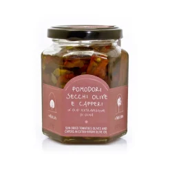 La Nicchia - Pantelleria La Nicchia - Capers of Pantelleria since 1949 - Sun-Dried Tomatoes, Olives and Capers in Extra-Virgin Olive Oil - 240 g - Avvenice^ Preserved Foods