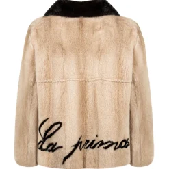 La Prima Luxury - La Prima - Beige - Vison Fur 8mm Shaved With White Mink - Fur Coat - Luxury Exclusive Collection - Avvenice