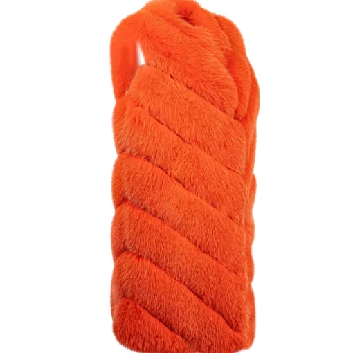 La Prima Luxury - Spiga Arancio - Orange White Shadow Fox Fur - 18 kt Gold - Fur Coat - Luxury Exclusive Collection - Avvenice
