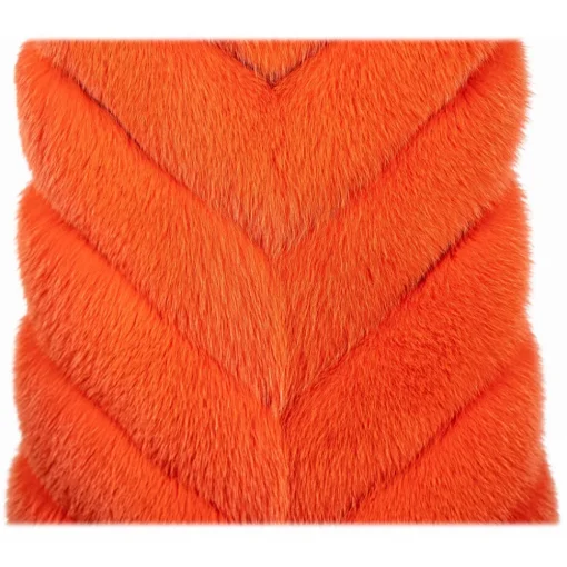 La Prima Luxury - Spiga Arancio - Orange White Shadow Fox Fur - 18 kt Gold - Fur Coat - Luxury Exclusive Collection - Avvenice