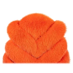 La Prima Luxury - Spiga Arancio - Orange White Shadow Fox Fur - 18 kt Gold - Fur Coat - Luxury Exclusive Collection - Avvenice