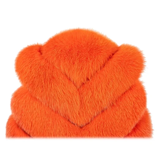 La Prima Luxury - Spiga Arancio - Orange White Shadow Fox Fur - 18 kt Gold - Fur Coat - Luxury Exclusive Collection - Avvenice