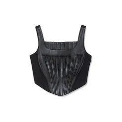 La Rando - Glew Corset - Lambskin Leather - Black - Artisan Top - Luxury High Quality Leather - Avvenice^ Tops