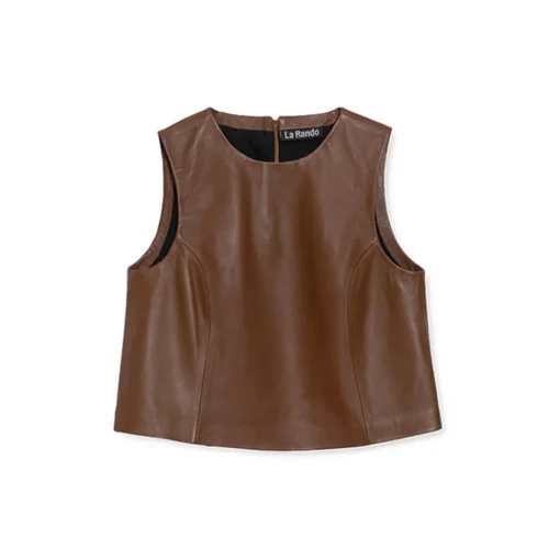 La Rando - Lanus Top - Lambskin Leather - Brown - Artisan Top - Luxury High Quality Leather - Avvenice^ Tops