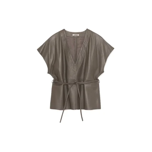 La Rando - Lezama Top - Lambskin Leather - Grey - Artisan Top - Luxury High Quality Leather - Avvenice