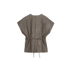 La Rando - Lezama Top - Lambskin Leather - Grey - Artisan Top - Luxury High Quality Leather - Avvenice