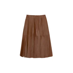 La Rando - Lobos Skirt - Soft Lambskin - Brown - Artisan Skirt - Luxury High Quality Leather - Avvenice^ Skirts