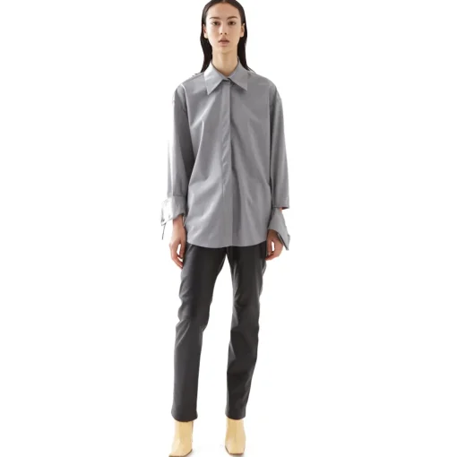 La Rando - Longchamps Shirt - Wool - Grey - Artisan Shirts - Luxury High Quality Leather - Avvenice