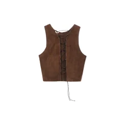 La Rando - Munro Top - Goatskin Suede - Brown - Artisan Top - Luxury High Quality Leather - Avvenice^ Tops