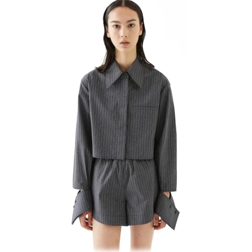 La Rando - Obera Shorts - Cotton - Grey - Luxury High Quality Leather - Avvenice^ Trousers