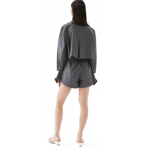 La Rando - Obera Shorts - Cotton - Grey - Luxury High Quality Leather - Avvenice^ Trousers