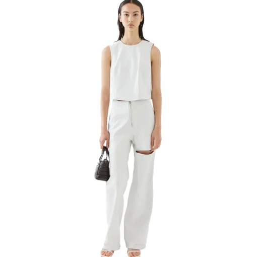 La Rando - Pacheco Pants - Soft Lambskin - White - Artisan Pants - Luxury High Quality Leather - Avvenice