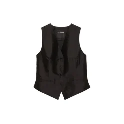 La Rando - Torcuato Vest - Silk and Wool - Black - Artisan Top - Luxury High Quality Leather - Avvenice^ Tops