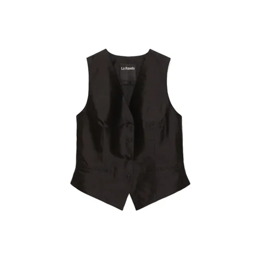 La Rando - Torcuato Vest - Silk and Wool - Black - Artisan Top - Luxury High Quality Leather - Avvenice^ Tops