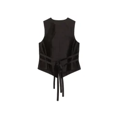 La Rando - Torcuato Vest - Silk and Wool - Black - Artisan Top - Luxury High Quality Leather - Avvenice^ Tops