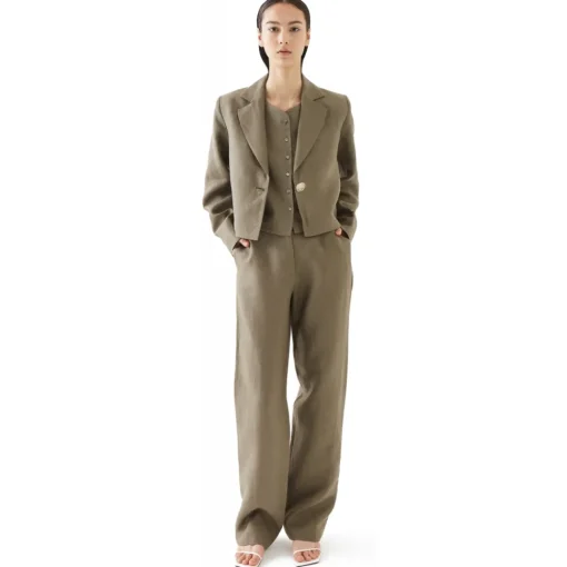 La Rando - Trelew Blazer - Linen - Grey - Artisan Jacket - Luxury High Quality Leather - Avvenice