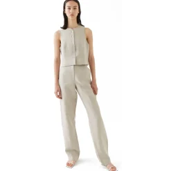 La Rando - Trelew Pants - Linen - Beige - Luxury High Quality Leather - Avvenice^ Trousers