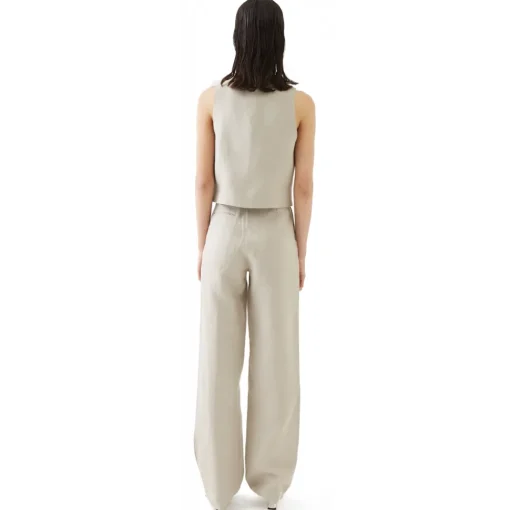 La Rando - Trelew Pants - Linen - Beige - Luxury High Quality Leather - Avvenice^ Trousers
