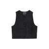 La Rando - Trelew Vest - Linen - Black - Artisan Top - Luxury High Quality Leather - Avvenice^ Tops