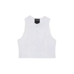 La Rando - Trelew Vest - Linen - White - Artisan Top - Luxury High Quality Leather - Avvenice^ Tops