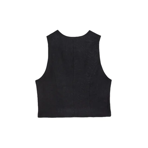 La Rando - Trelew Vest - Linen - Black - Artisan Top - Luxury High Quality Leather - Avvenice^ Tops