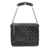 Laura B - Jaipur Bauletto Mini - Leather and Mesh Bag - Black - Strap Bag - Luxury High Quality Bag - Avvenice^ Bags
