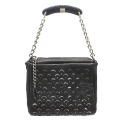 Laura B - Jaipur Bauletto Mini - Leather and Mesh Bag - Black - Strap Bag - Luxury High Quality Bag - Avvenice^ Bags