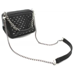 Laura B - Jaipur Bauletto Mini - Leather and Mesh Bag - Black - Strap Bag - Luxury High Quality Bag - Avvenice^ Bags