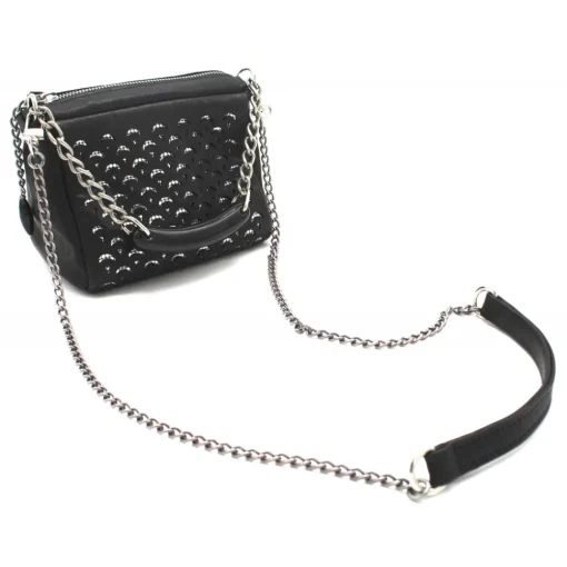 Laura B - Jaipur Bauletto Mini - Leather and Mesh Bag - Black - Strap Bag - Luxury High Quality Bag - Avvenice^ Bags