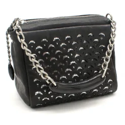 Laura B - Jaipur Bauletto Mini - Leather and Mesh Bag - Black - Strap Bag - Luxury High Quality Bag - Avvenice^ Bags