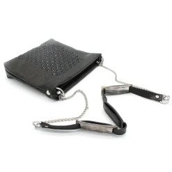 Laura B - Jaipur Strap Bag - Leather and Mesh Bag - Black - Strap Bag - Luxury High Quality Bag - Avvenice^ Bags