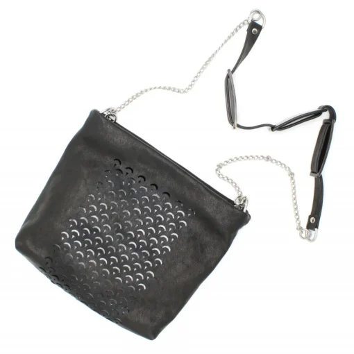 Laura B - Jaipur Strap Bag - Leather and Mesh Bag - Black - Strap Bag - Luxury High Quality Bag - Avvenice^ Bags