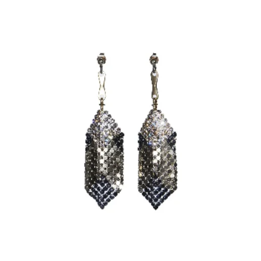 Laura B - Mia Earrings - Mesh and Swarovski Earrings - Doré - Black Swarovski - Handmade Earrings - Luxury High Quality - Avvenice