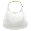 Laura B - Moon Horn Handbag - Leather and Mesh Bag - White - Strap Bag - Luxury High Quality Bag - Avvenice^ Bags