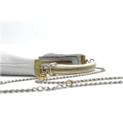 Laura B - Moon Horn Handbag - Leather and Mesh Bag - White - Strap Bag - Luxury High Quality Bag - Avvenice^ Bags