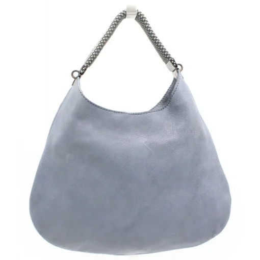 Laura B - Moon Shoulder Bag - Leather and Mesh Bag - Lamb - Grey - Shoudler Bag - Luxury High Quality Bag - Avvenice^ Bags