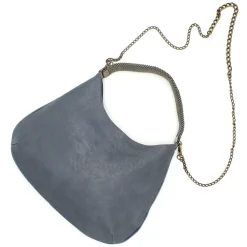 Laura B - Moon Shoulder Bag - Leather and Mesh Bag - Lamb - Grey - Shoudler Bag - Luxury High Quality Bag - Avvenice^ Bags