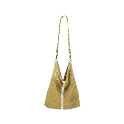 Laura B - New Basic Party Bag - Mesh Bag - Gold - Strap Bag - Luxury High Quality Bag - Avvenice^ Bags