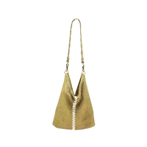 Laura B - New Basic Party Bag - Mesh Bag - Gold - Strap Bag - Luxury High Quality Bag - Avvenice^ Bags