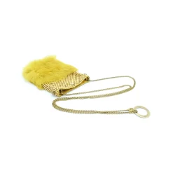 Laura B - Soft Mobile Bag - Lapin Bag with Net and Swarovski - Mustard Yellow - Luxury High Quality Leather Bag - Avvenice^ Bags