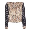 Leda Di Marti - Beige Satin Top with Sleeves - Leda Collection - Haute Couture Made in Italy - Luxury High Quality Top - Avvenice^ Tops