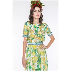 Leda Di Marti - Krill Top - Cedar Print Ocean Decoration - Haute Couture Made in Italy - Luxury High Quality Dress - Avvenice^ Tops