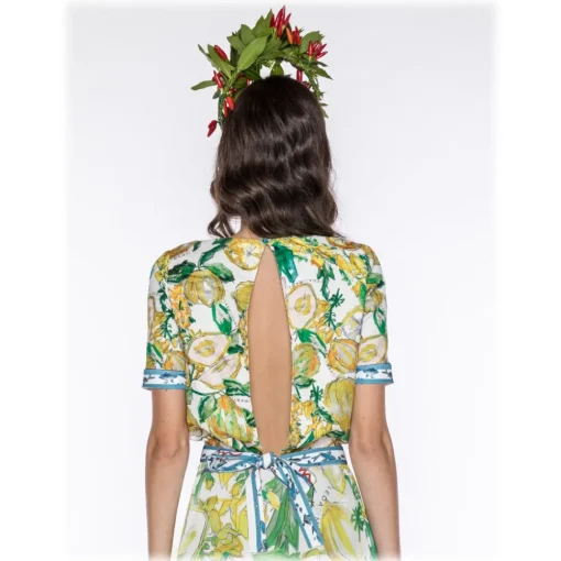 Leda Di Marti - Krill Top - Cedar Print Ocean Decoration - Haute Couture Made in Italy - Luxury High Quality Dress - Avvenice^ Tops
